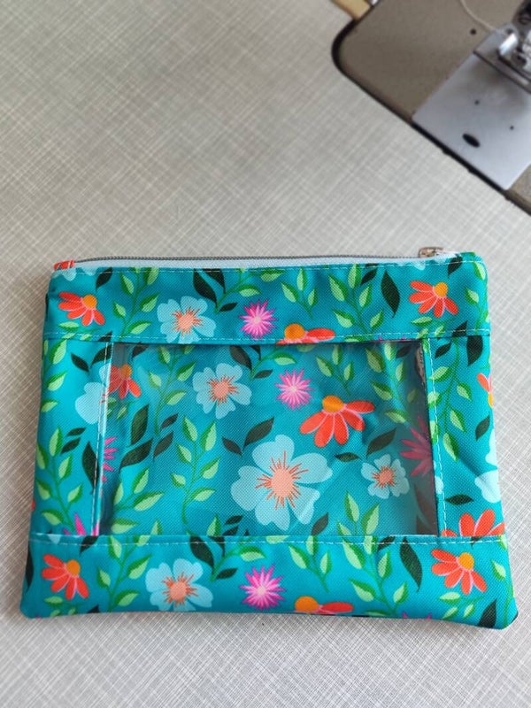 Fenstertasche Geblümt petrol(K036)