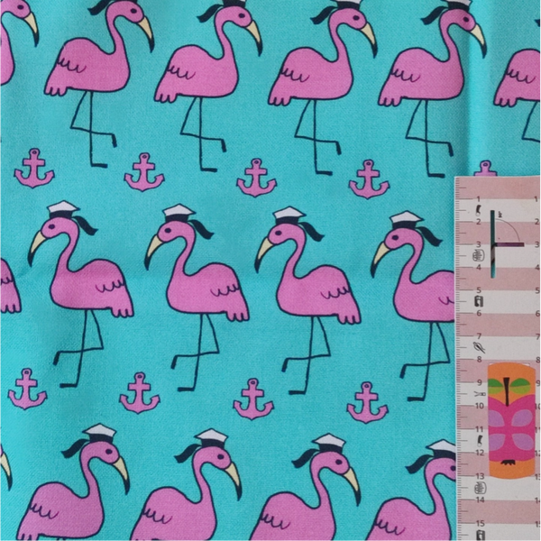 Canvas Reststück Flamingo blau