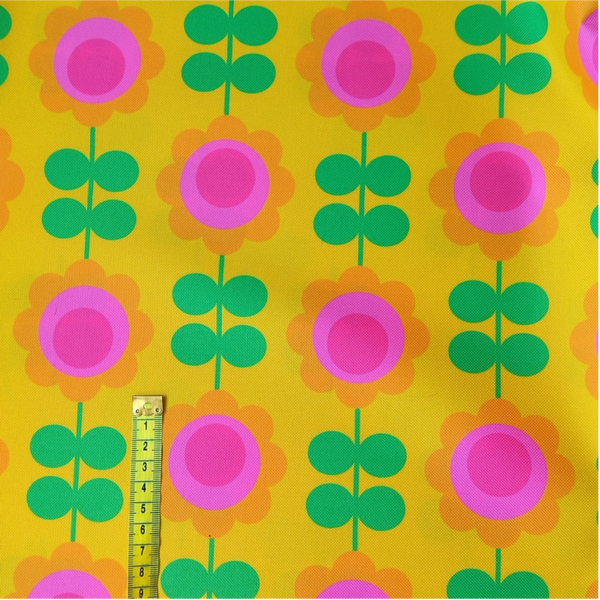 Outdoorstoff Retroflower gelb