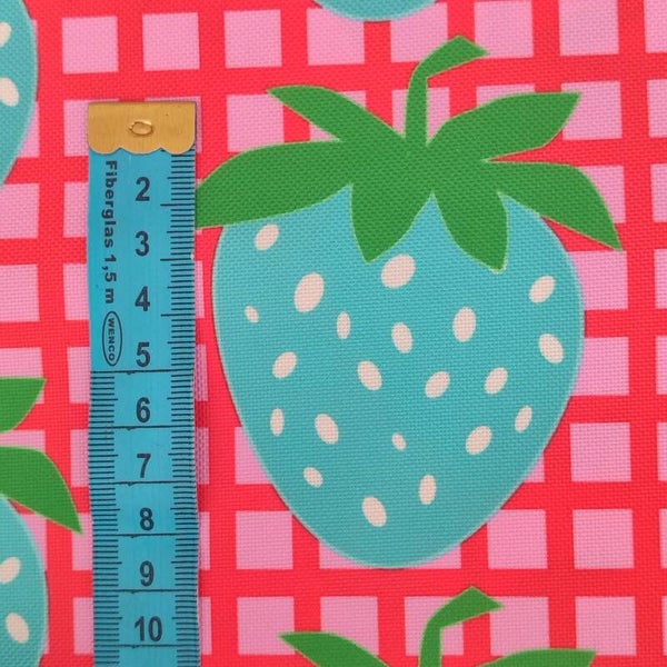 Outdoorstoff Erdbeere blau