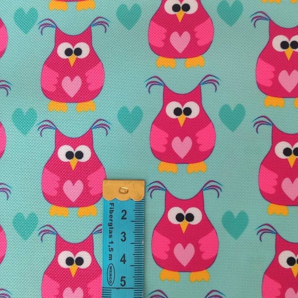 Outdoorstoff Eule türkis