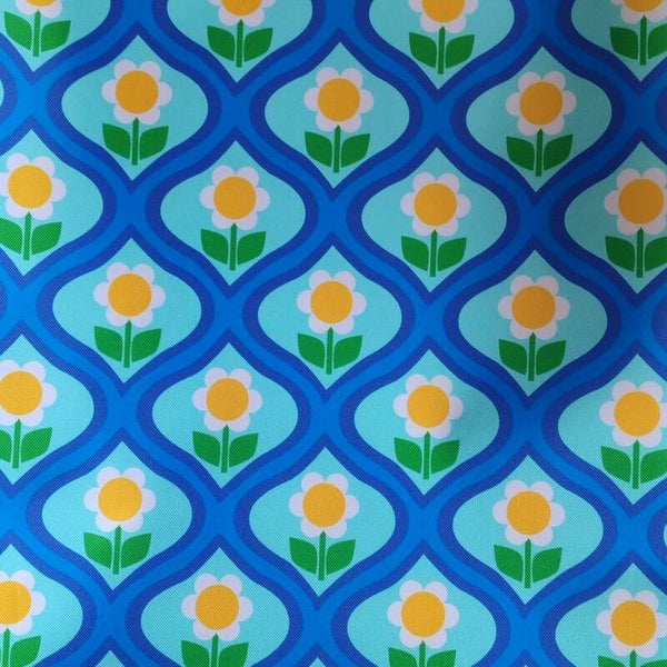 Outdoorstoff Fliesenblume blau