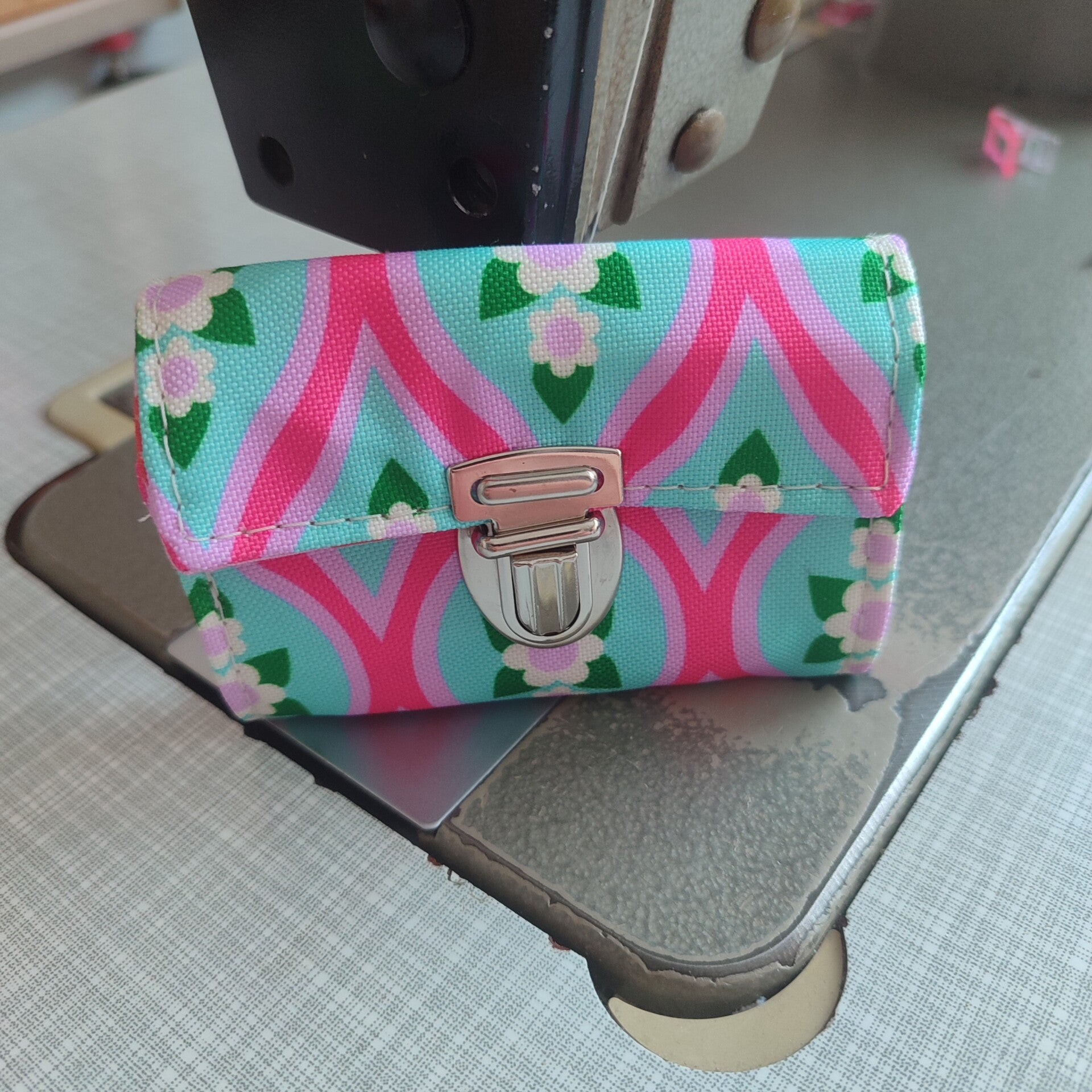 Mini-Geldbörse blau gefliest