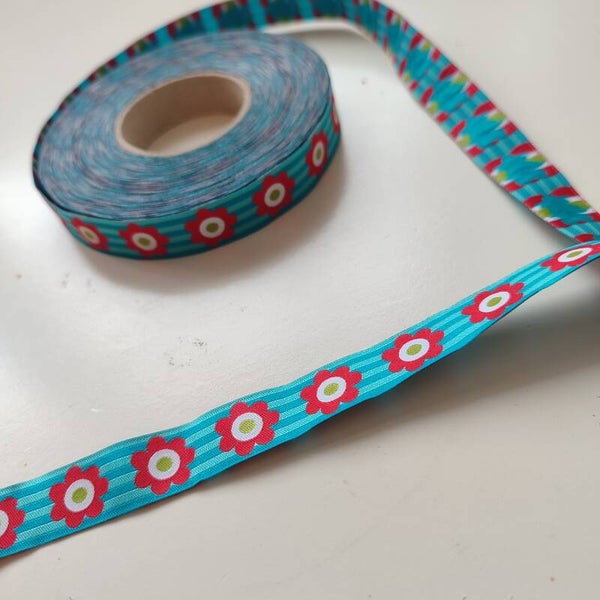 Webband Retro Blume blau