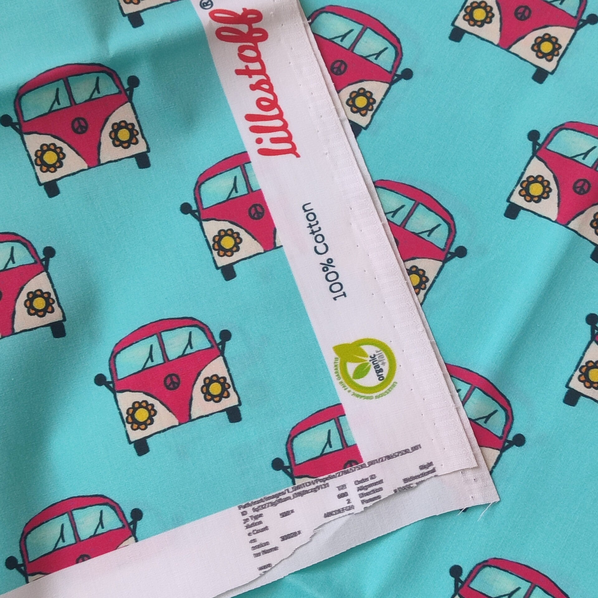 Baumwollstoff Bulli blau