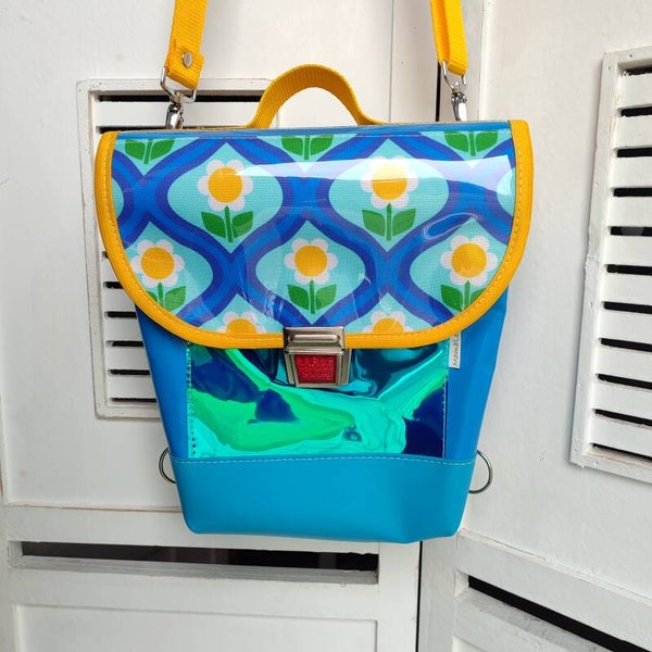 LKW Tasche Retro Fliese blau gelb
