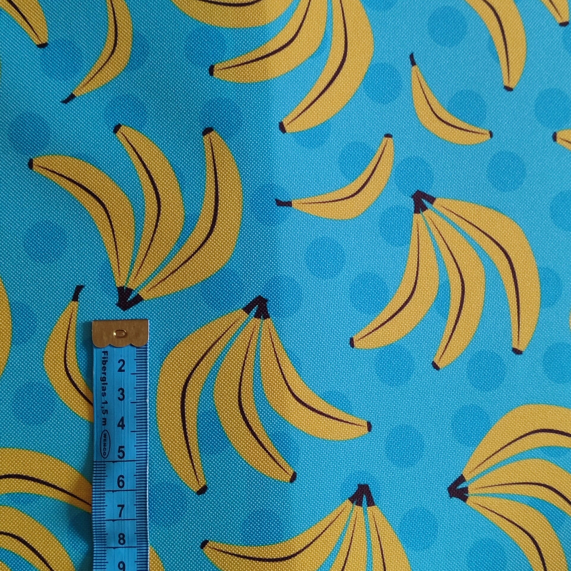 Outdoorstoff Banane blau Punkte