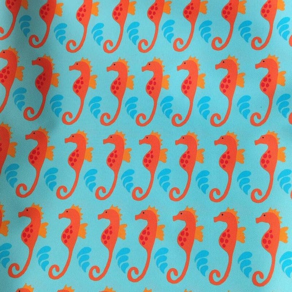 Outdoorstoff Seepferdchen blau