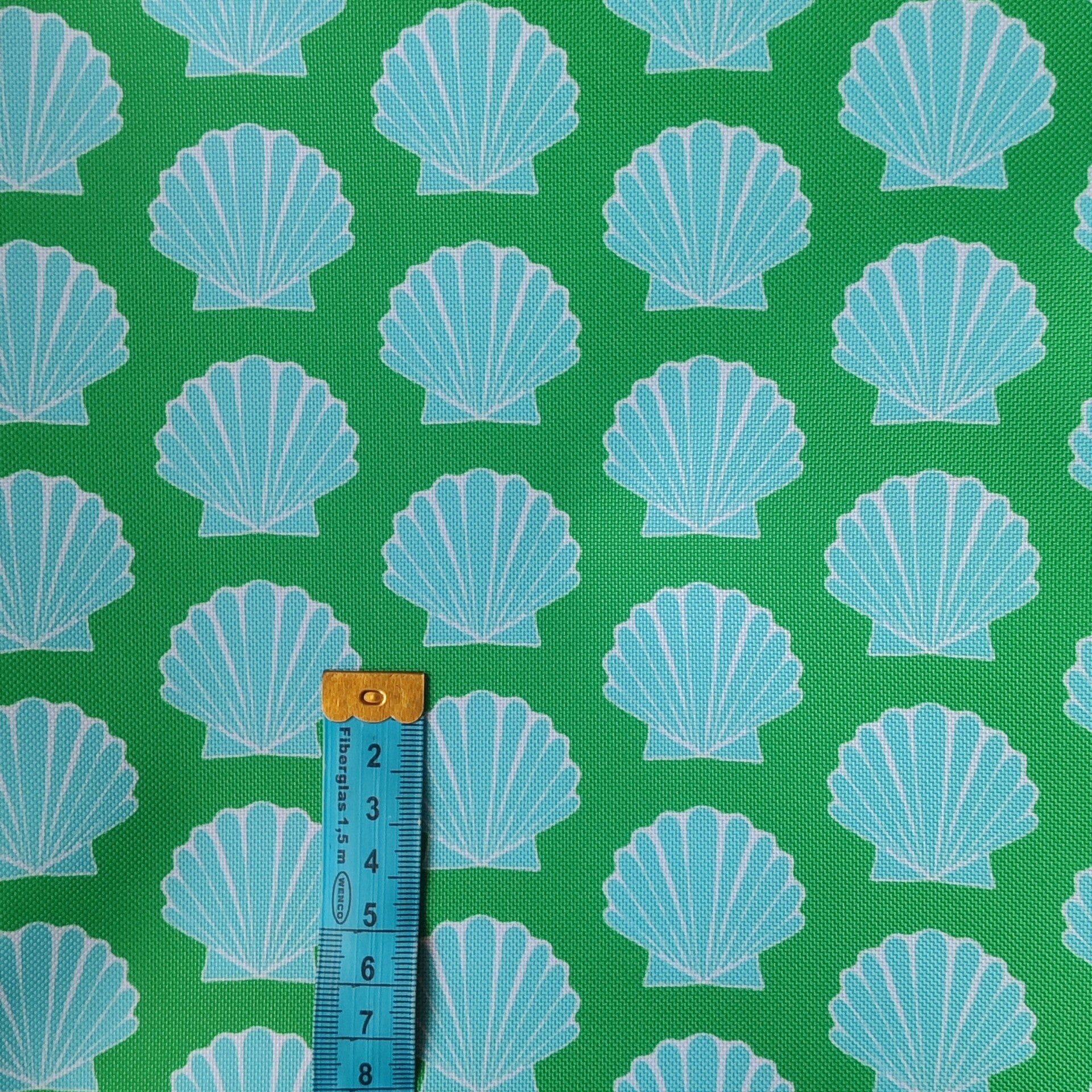 Outdoorstoff Muschel blau grün klein