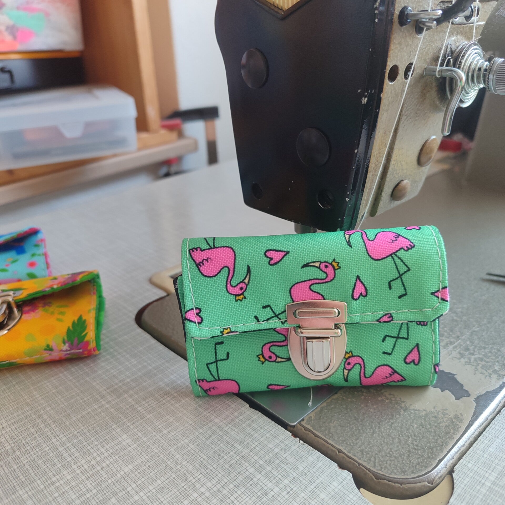 Mini-Geldbörse Flamingo mint