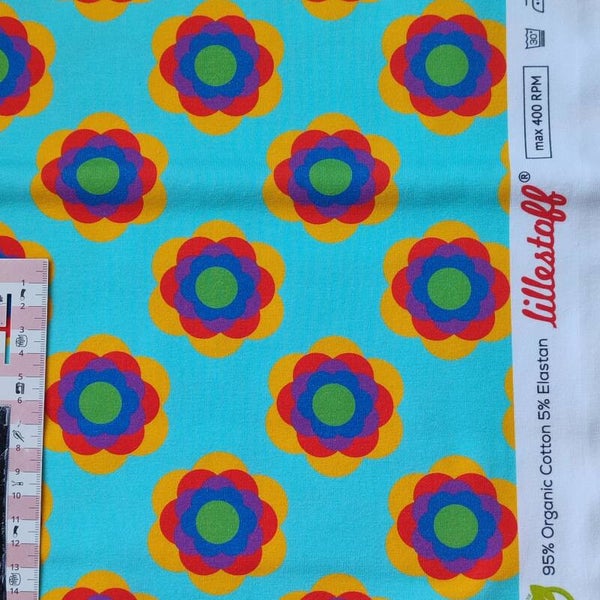 Vorbestellung bis 22.3. Jersey Retro-Blume blau