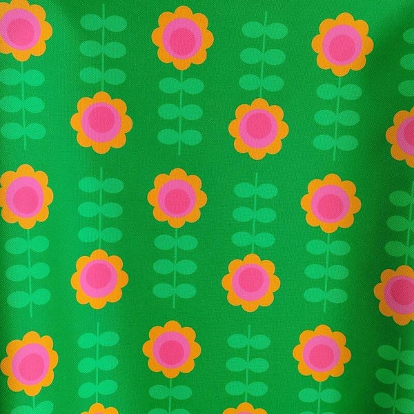 Outdoorstoff Retroflower grün