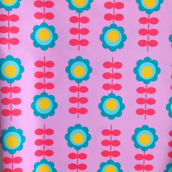 Outdoorstoff Retroflower rosa