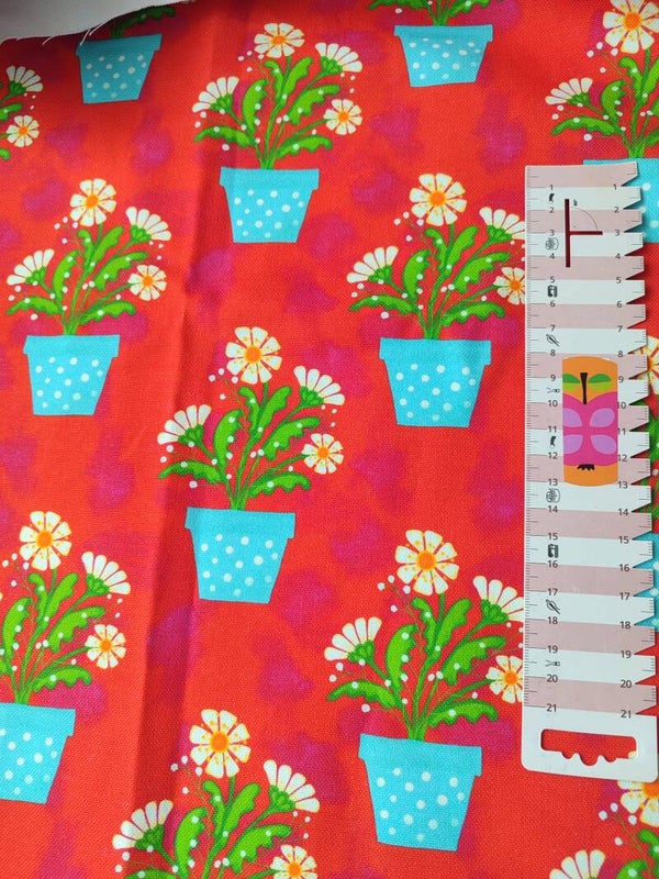 Canvas Reststück Topfblume rot