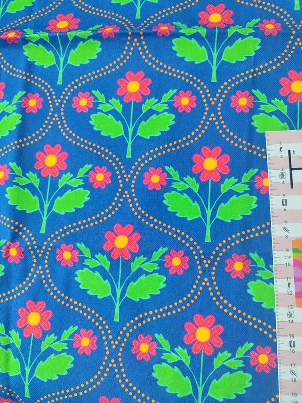 Canvas Reststück Fliesenbunt blau