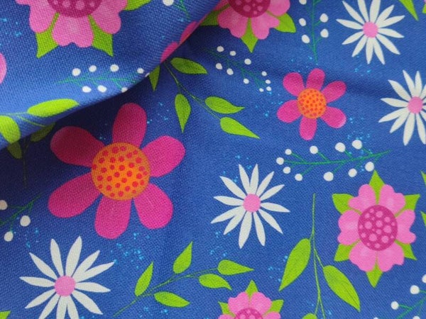 Canvas Reststück Blumenmeer blau