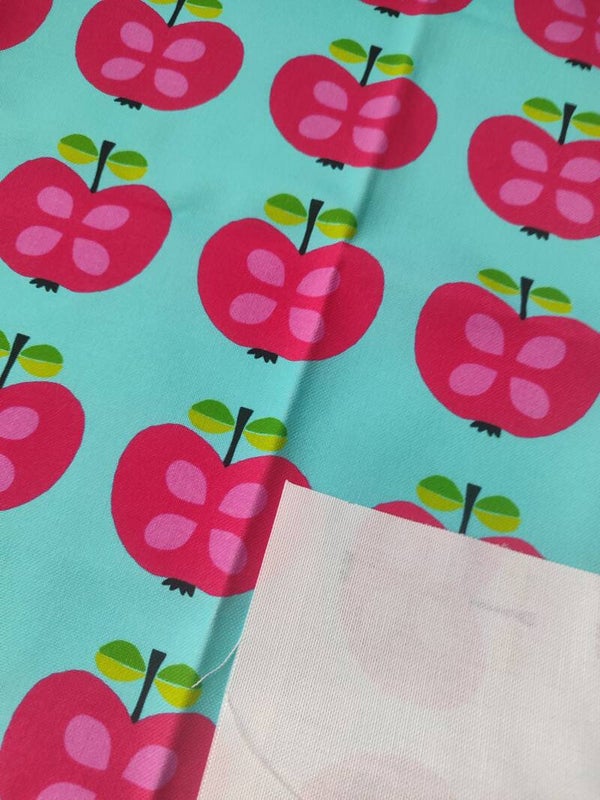 Canvas Reststück Retroapfel blau