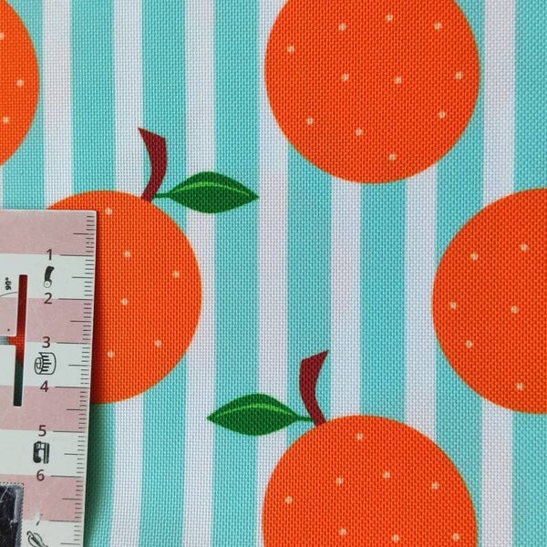 Outdoorstoff Orange klein Blau-Weiß