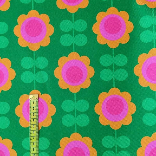 Outdoorstoff Retroflower grün