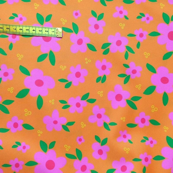 Outdoorstoff Frühlingsblumen orange