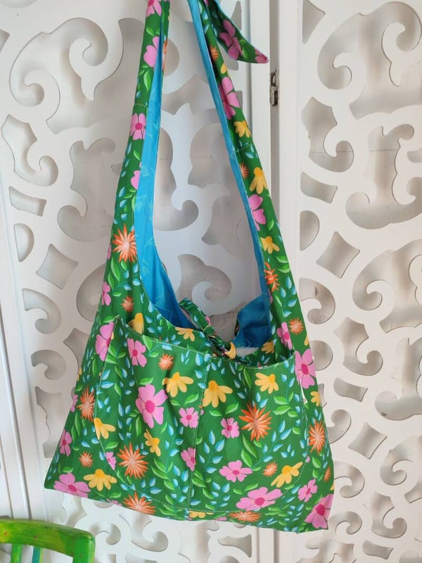 Stofftasche Geblümt grün