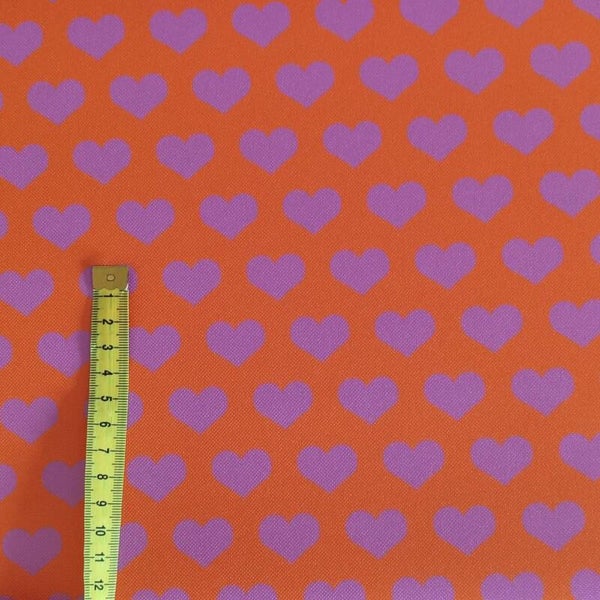 Outdoorstoff kleine Herzen orange pink