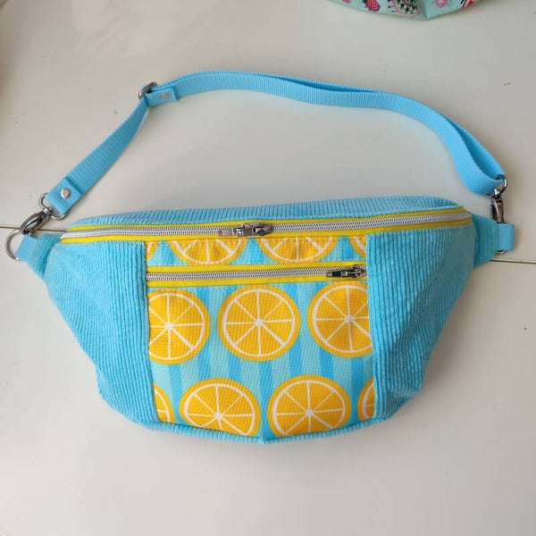 Bauchtasche XL Zitrone blau