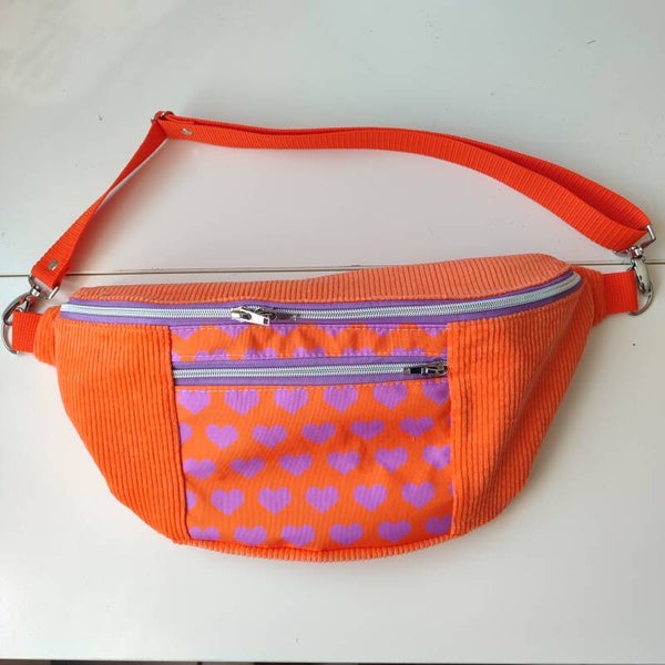 Bauchtasche XL Herzen orange