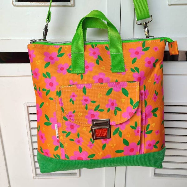 Rucksacktasche Frühlingsblumen orange