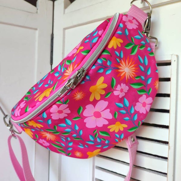 Bauchtasche Geblümt pink