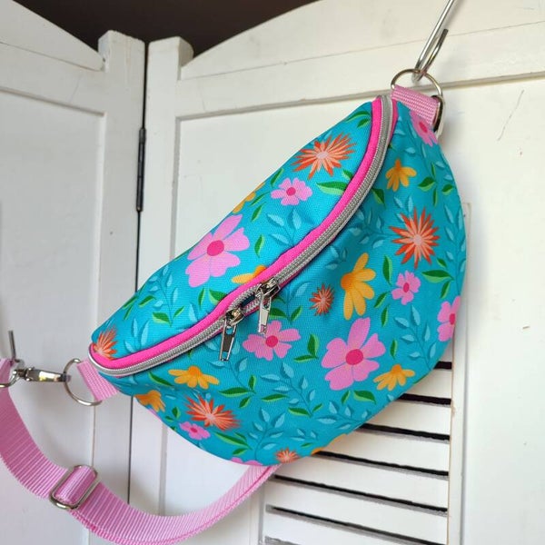 Bauchtasche Geblümt türkis