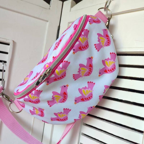 Bauchtasche Vogel rosa