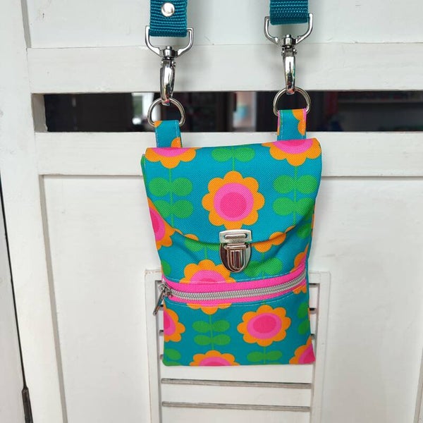 Handytasche Retroflower petrol