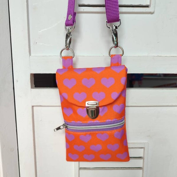 Handytasche Herzen orange pink