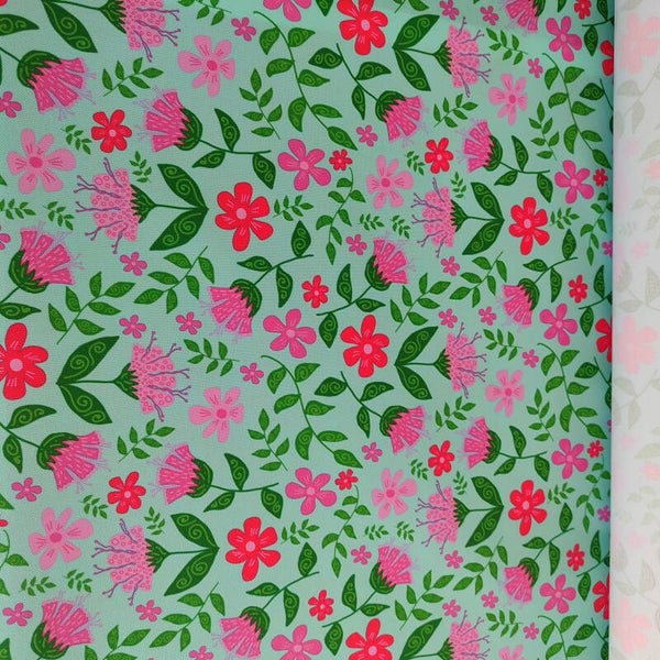 Outdoorstoff Streublumen blau