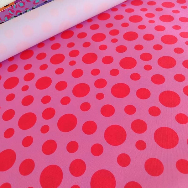 Outdoorstoff Dots rot pink
