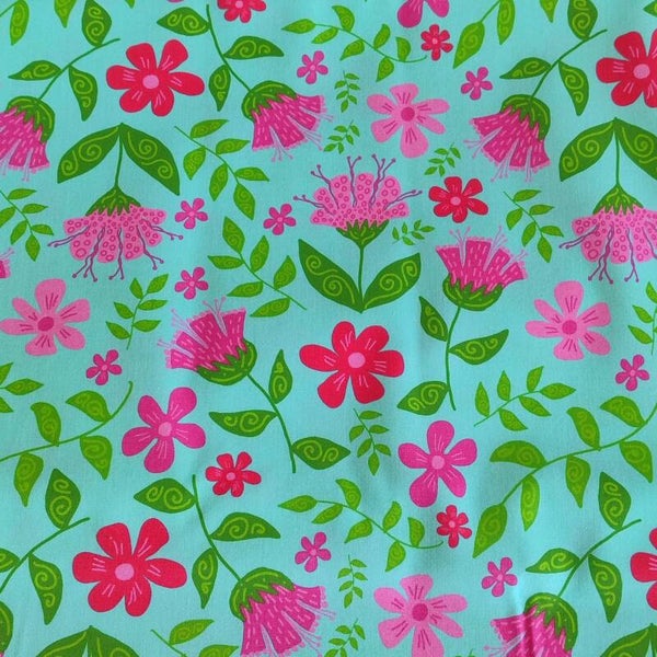 Baumwollstoff Streublumen blau