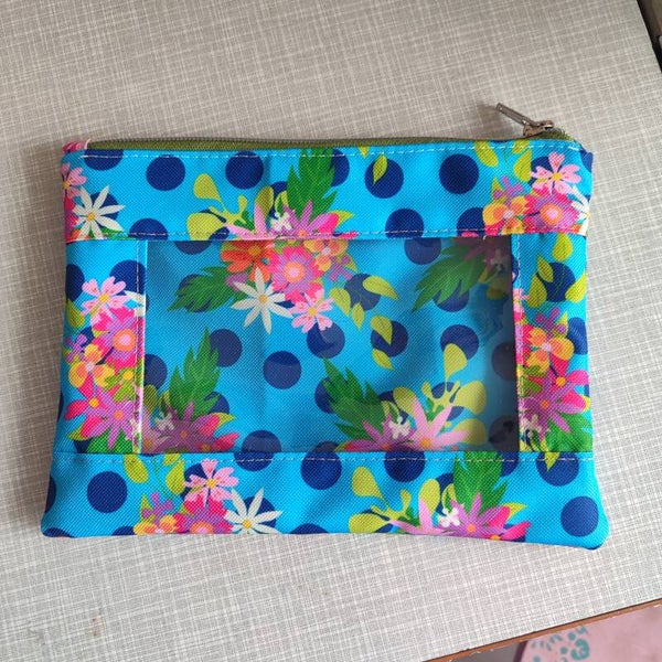 Fenstertasche Blumenbunt blau