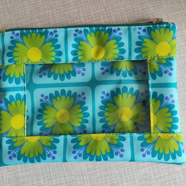 Fenstertasche Kachelblume blau