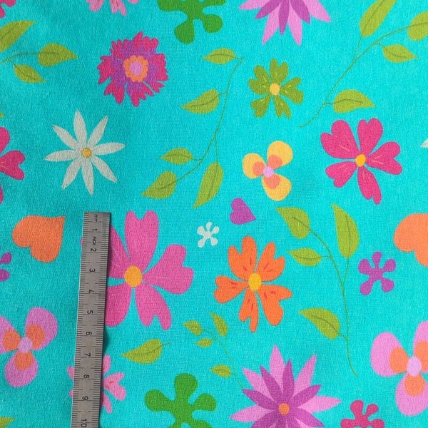 French Terry extrabreit Plantas blau