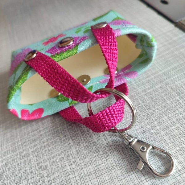 Schlüsselanhänger Minibag Streublumen blau