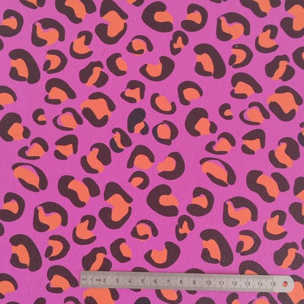 Kunstleder Stück Leo pink orange