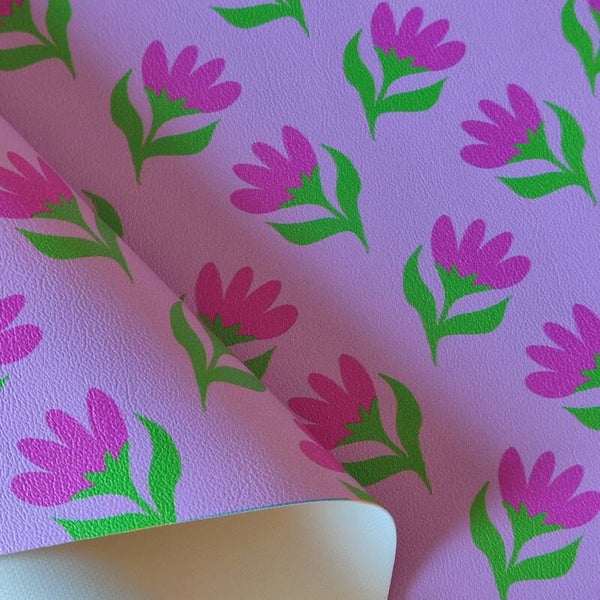 Kunstleder Stück Blüte rosa