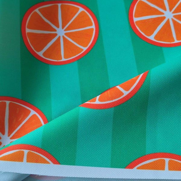 Outdoorstoff 🍊 Orange grün gestreift