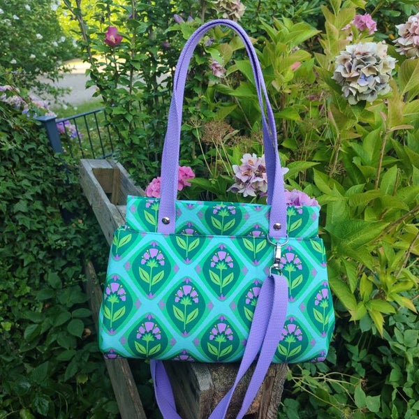 Klappauf-Tasche Ornamente Petrol lila(U019)