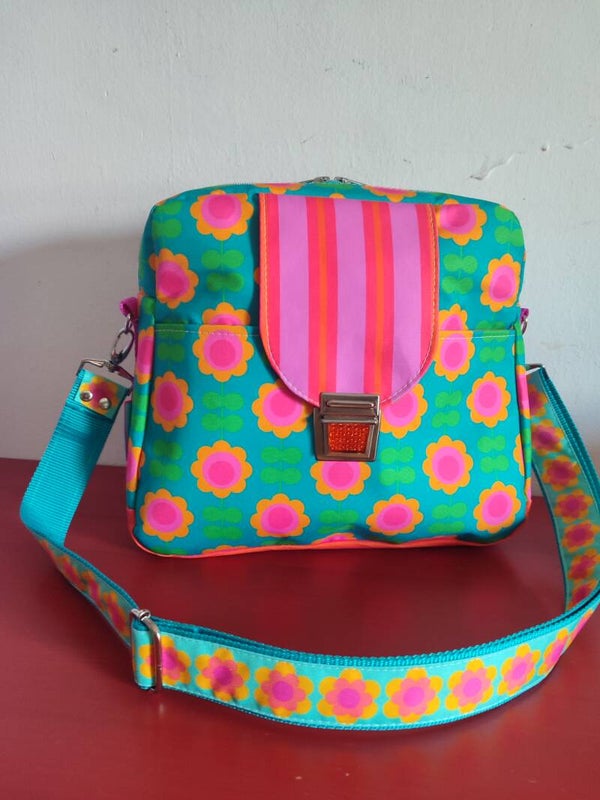 Retrobag Retroflower petrol (R04)