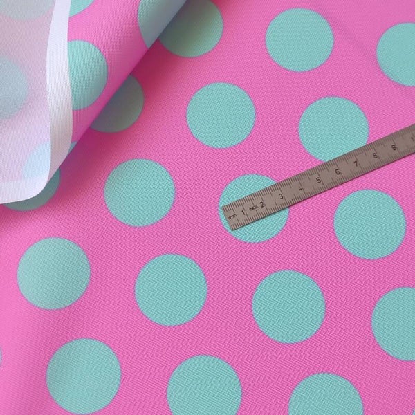 Outdoorstoff Dots Rosa blau 100% Polyester 15,80/m (135)