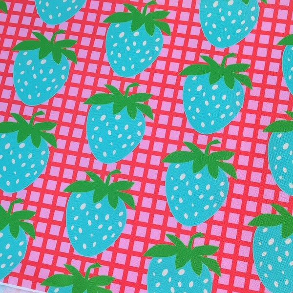 Outdoorstoff Erdbeere blau groß 100%Polyester 15,80/m (117)