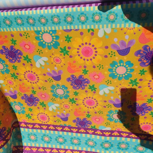 Outdoorstoff Flower mix Senf Panel 100% Polyester 15,80/m (120)
