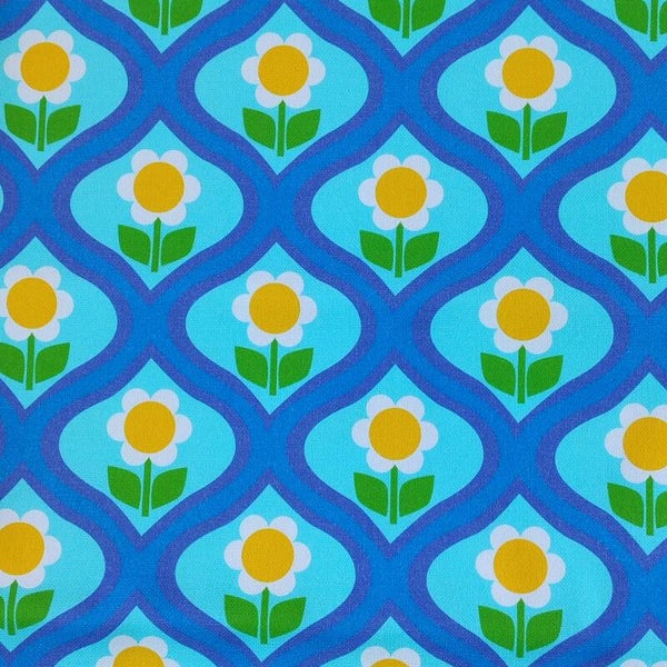 Canvas halber Meter Fliese Daisy blau